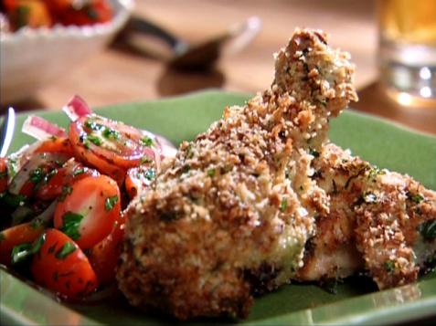 Oven-Fried Chicken Milanese with Tomato-Onion Salad