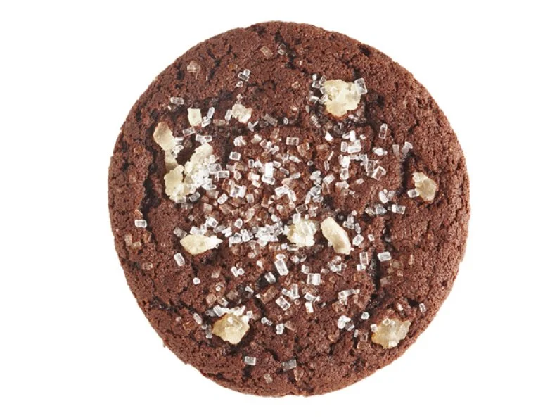 A chocolate gingerbread cookie against a white background