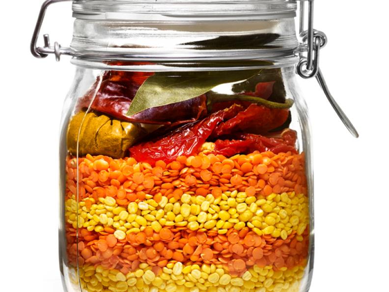 Holiday Gift Jar with Layered Muliti-colored Ingredients