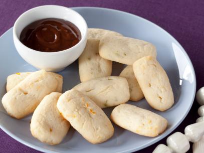 Citrus Trio Butter Dipping Cookie on a plate with Chocolate Dipping Sauce