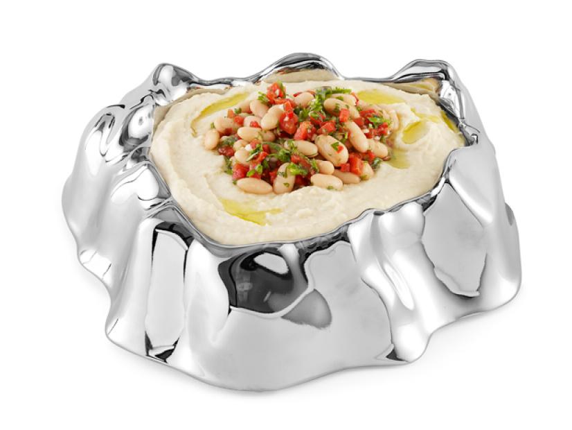 A Bean Dip in a silver collapsing container