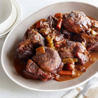 SUCCULENT BRAISED PORK Melissa d’Arabian Ten Dollar Dinners/Beyond Pork and Beans Food Network Pork Shoulder, Olive Oil, Onion, Celery, Carrot, Garlic, Tomato Paste, Allpurpose Flour, Red Wine, Beef Stock or Broth, Parsley, Bay Leaves