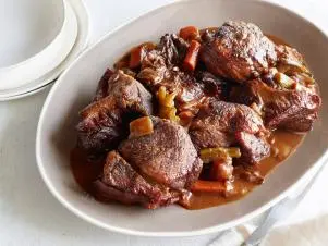 SUCCULENT BRAISED PORK Melissa d’Arabian Ten Dollar Dinners/Beyond Pork and Beans Food Network Pork Shoulder, Olive Oil, Onion, Celery, Carrot, Garlic, Tomato Paste, Allpurpose Flour, Red Wine, Beef Stock or Broth, Parsley, Bay Leaves