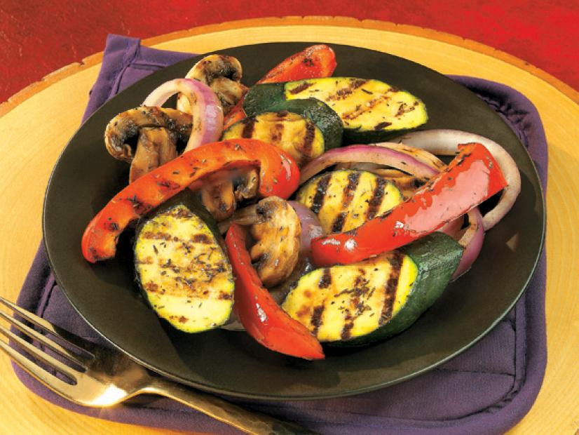 Grilled Vegetables on a dark green plate