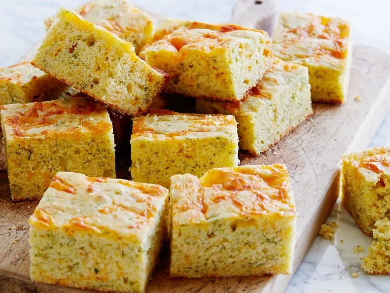 CHEDDAR DILL CORNBREAD, Ina Garten, Barefoot Contessa/Pot Luck Dinner, FoodNetwork, All-Â­purpose Flour, Yellow Cornmeal, Sugar, Baking Powder, Salt, Milk, Eggs,Unsalted Butter, Extra-Â­Sharp Cheddar, Dill