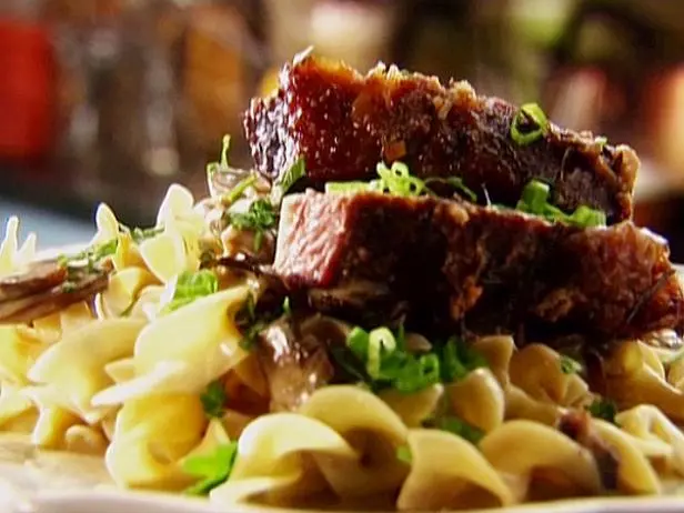Beef Stroganoff with Buttered Noodles Recipe | Tyler Florence | Food Network