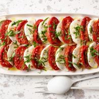 Ina Garten's Roasted Tomato Caprese Salad for the Oven Rules  episode of Barefoot Contessa, as seen on Food Network.