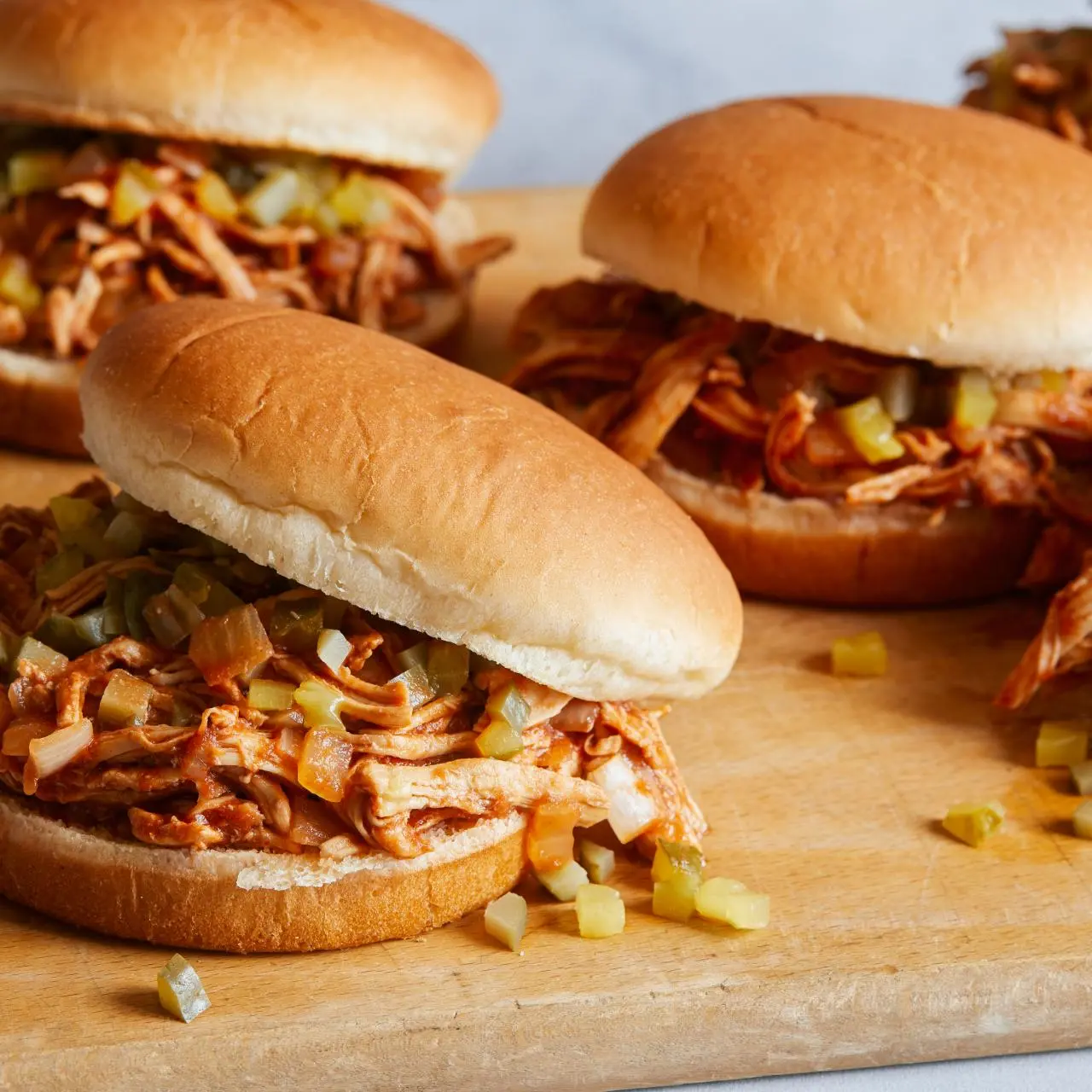 Shredded, Saucy BBQ Chicken Sammies