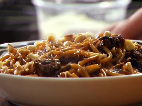 Wild Mushroom Broken Spaghetti Risotto with Arugula and Hazelnuts