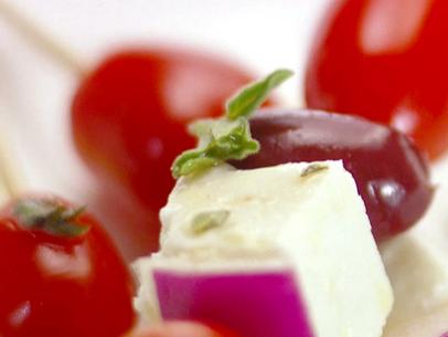 kalamata olives, feta cheese, and vinaigrette - Skewered Greek Salad - recipe by Giada De Laurentiis