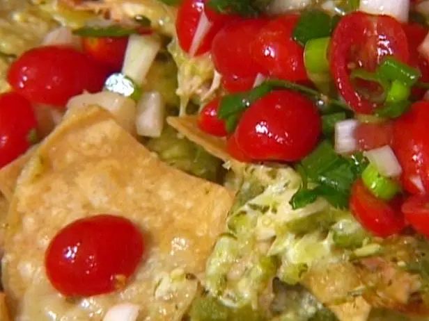 Roasted Chicken Nachos With Green Chili-Cheese Sauce Recipe | Tyler Florence | Food Network