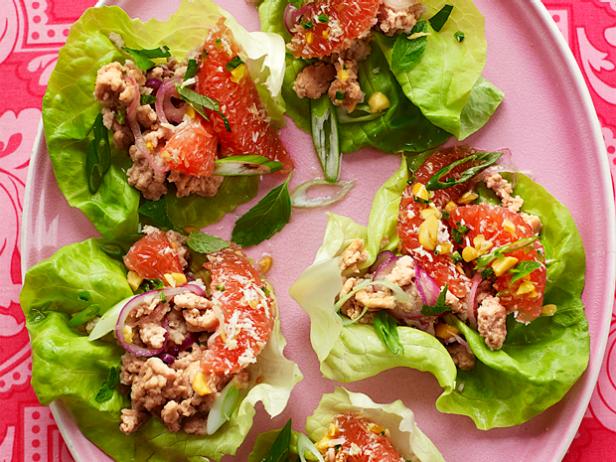 Pork Lettuce Wraps with Grapefruit