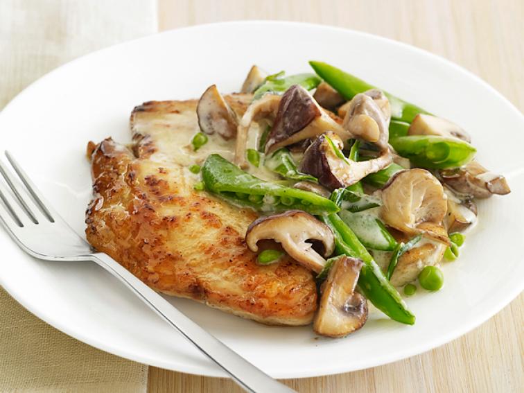 Chicken with Creamy Mushrooms and Snap Peas Recipe | Food Network ...