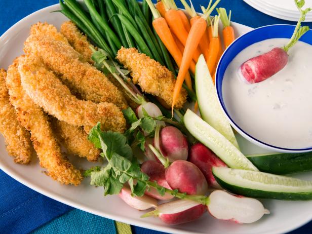 Picture of Panko-Crusted Chicken and Crudites with Blue Cheese Dip Recipe