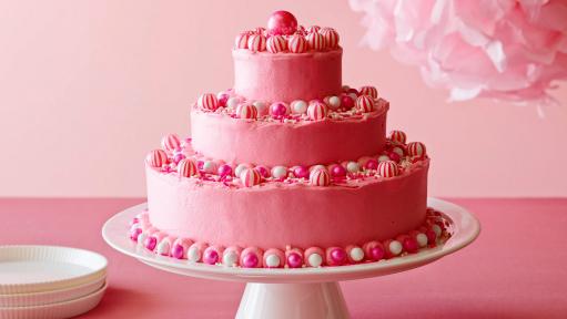 Gold and Pink Fondant Birthday Cake - Dough and Cream