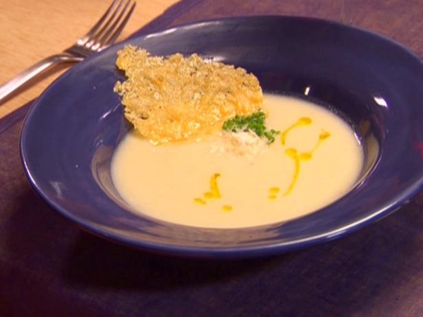 Silky Cauliflower Soup with Parmesan Crisps