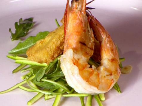 Grilled Shrimp with Zucchini, Almonds and Panelle