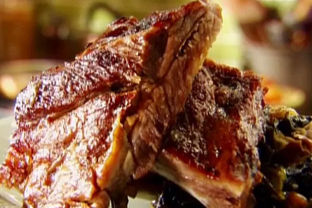 Baby Back Ribs and Young Collards Braised in Apple Juice Recipe | Tyler Florence | Food Network