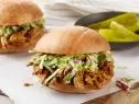Tyler Florence's Oven-Roasted Pulled Pork Sandwiches for the Indoor Barbecue episode of Food 911, as seen on Food Network.
