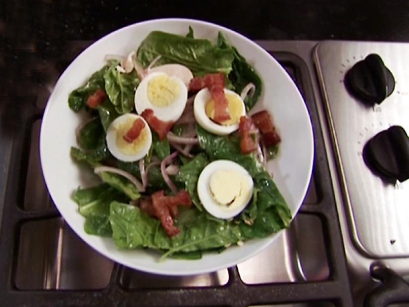 Spinach Salad with Warm Bacon Dressing Recipe | Alton Brown | Food Network