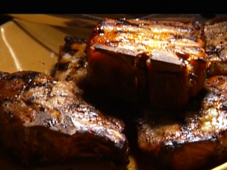 Smoked Pork Chops with Peach Bourbon BBQ Sauce Recipe Adam Gertler