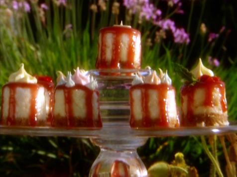 Cheesecake Petit Fours with Creamy Strawberry Glaze