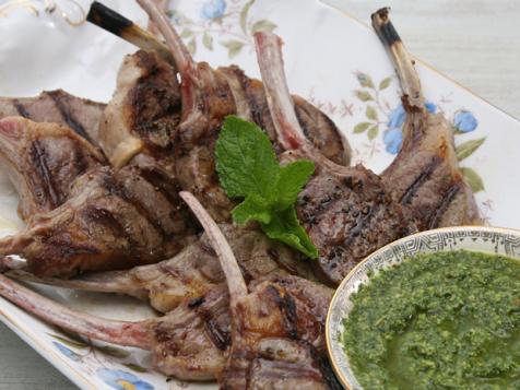 Lamb Chops with Mint Almond Pesto