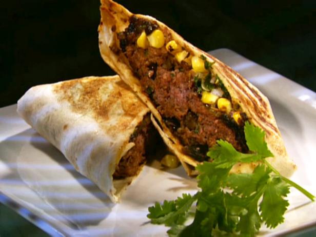 Adobo Quesadilla Burger with Grilled Corn Salsa