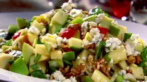 bobby flay blue cheese dressing Bobby Flay's Apple Salad with Toasted Walnuts, Blue Cheese, and Pomegranate