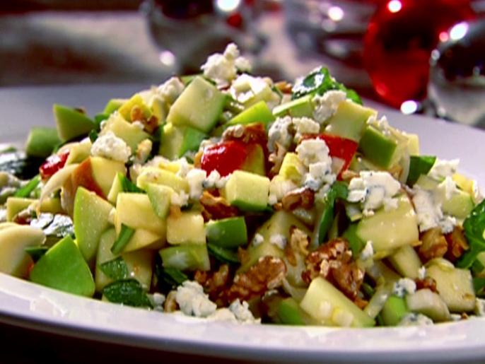 Chopped Apple Salad with Toasted Walnuts, Blue Cheese and Pomegranate