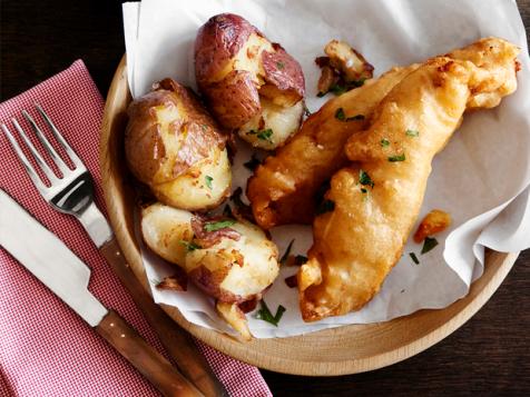 Fried Fish with Smashed Chips