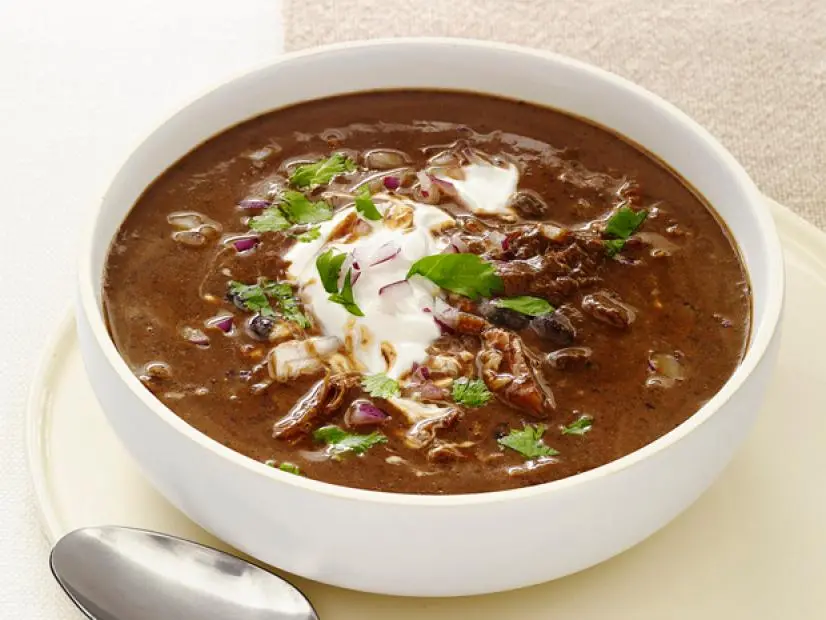 Black Bean Soup in White Bowl