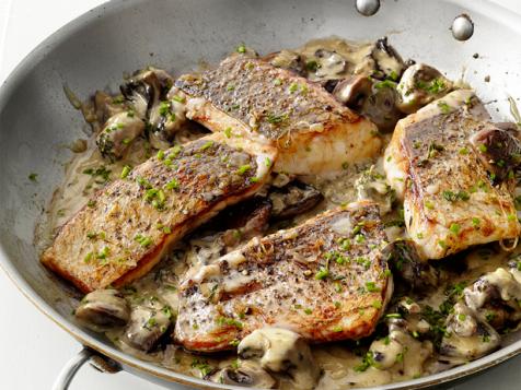 Striped Bass with Mushrooms