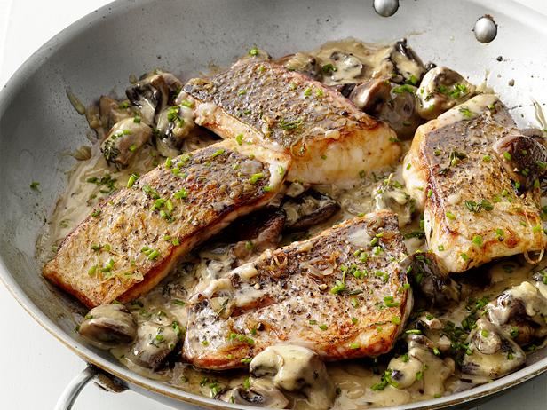 Striped Bass with Mushrooms Recipe, Food Network Kitchen