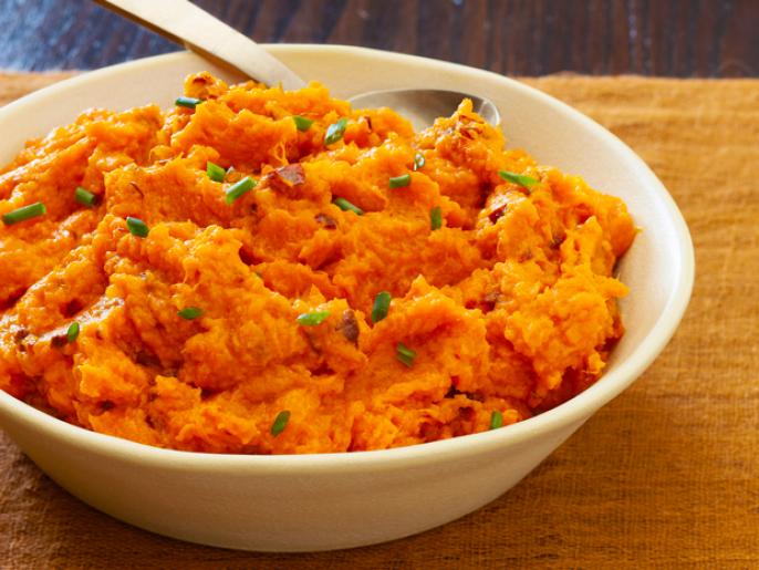 Chipotle Smashed Sweet Potatoes Recipe | Alton Brown | Food Network