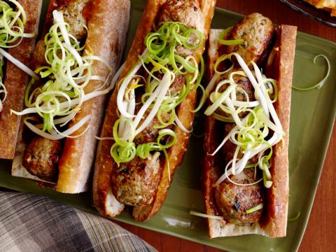 Scallion and Ginger Pork Meatball Subs With Hoisin Mayo