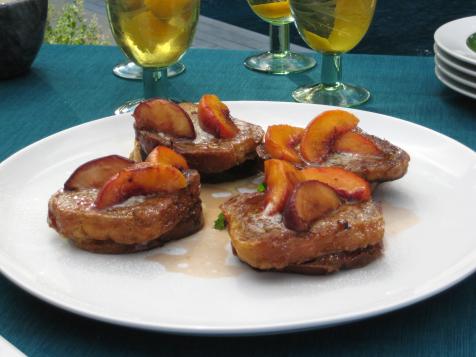Pain Perdue with Fresh Peaches and Vanilla Butter