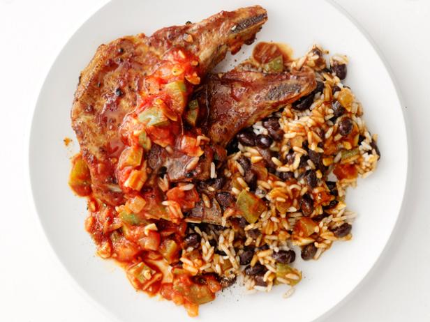 Pork Chops With Rice and Beans Recipe  Food Network 