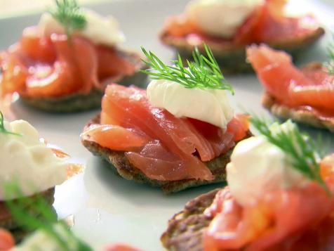 Blinis with Creme Fraiche and Smoked Salmon