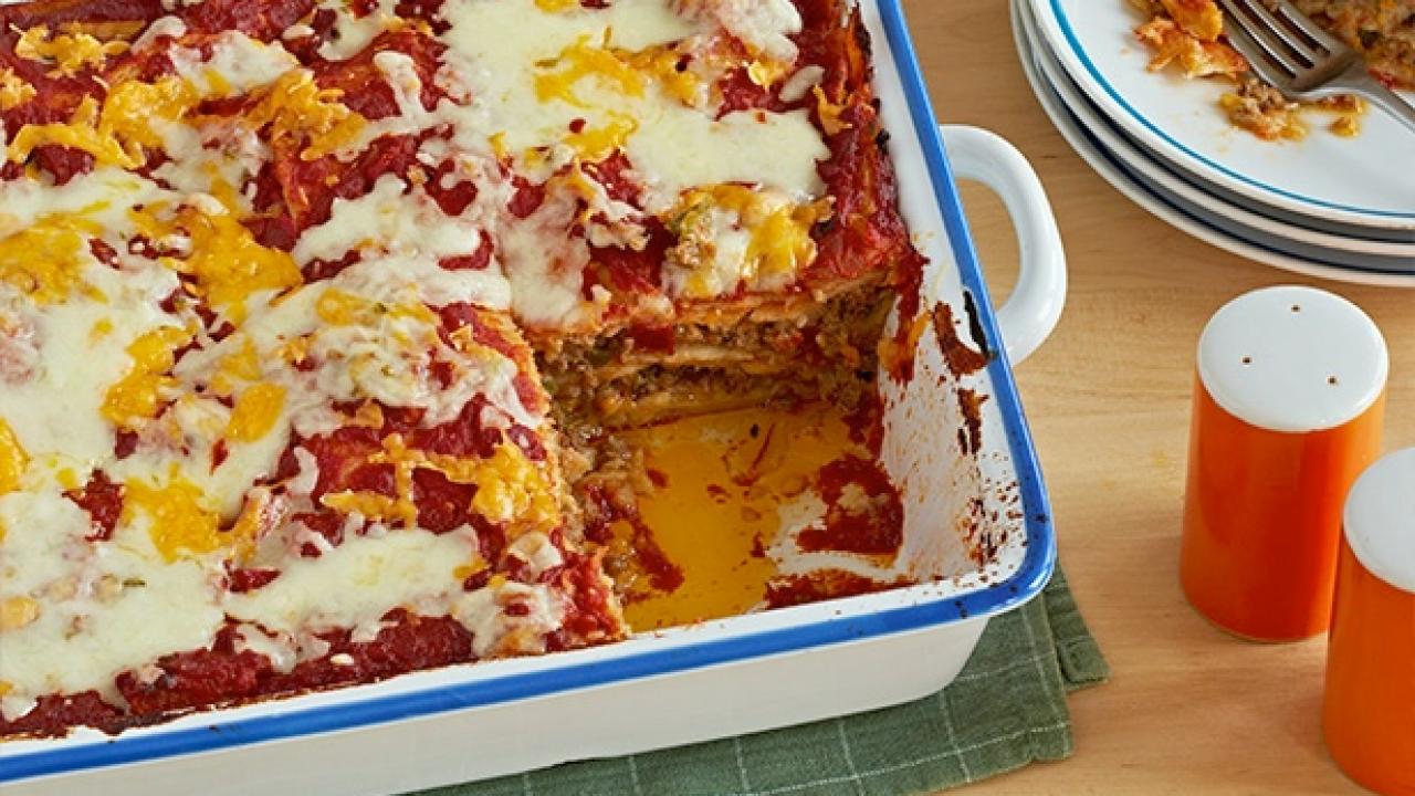 Sunny Anderson's Makes Her Easy, Beefy, Cheesy Enchilada Casserole