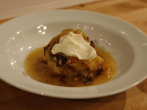 Vanilla Brioche Bread Pudding with Peach Suzette Sauce