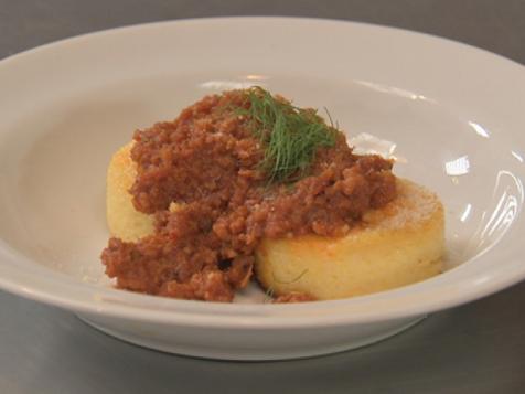 Polenta Cakes with Quick Sausage Sauce