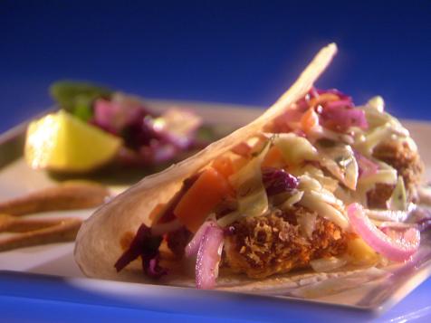 Catfish Tacos with Cilantro Lime Slaw and Chipotle Cream Sauce