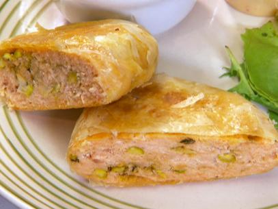 Crazy Burger Cafe makes phyllo wrapped salmon burgers. 