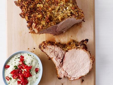 Potato-Crusted Pork Chops with Pesto Sauce
