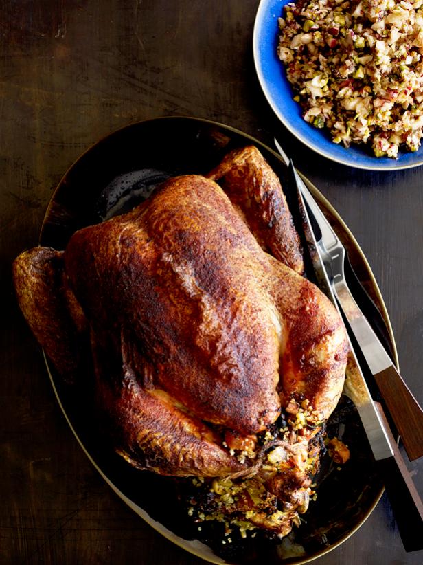 Roasted Capon with Quinoa-Olive Stuffing