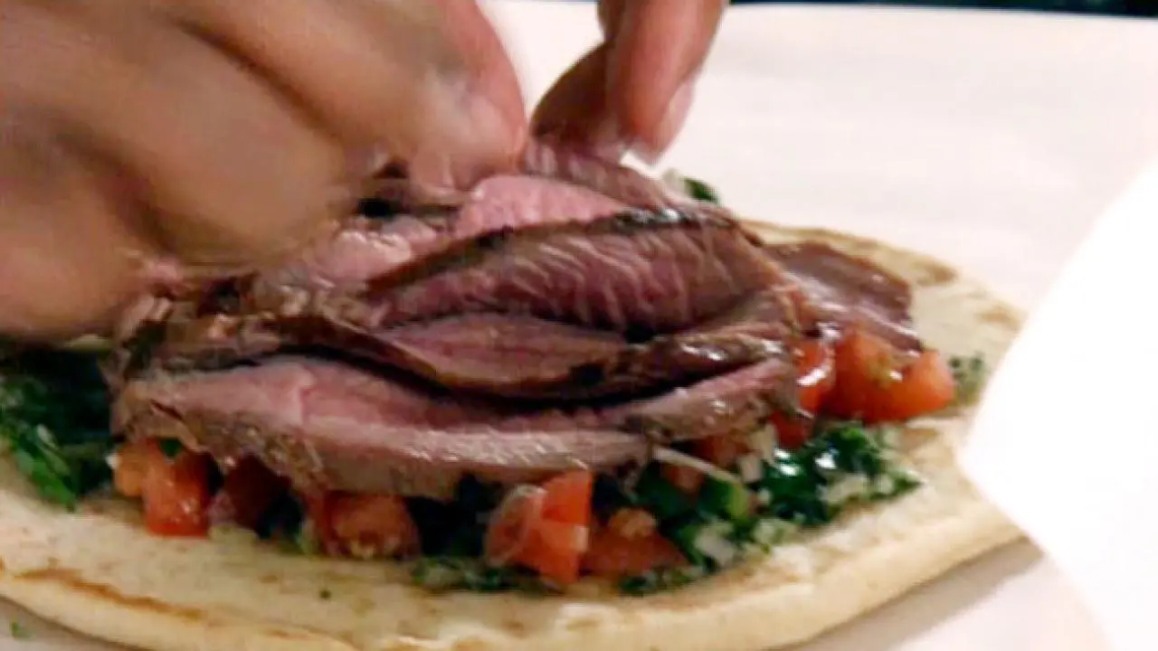 Lamb Gyro with Tomato Relish and Chimichurri Sauce Recipe | Aaron