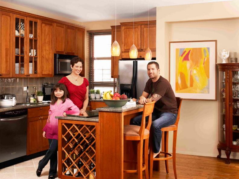 Ellie Kreiger in a kitchen with her family