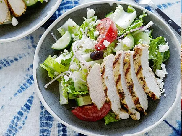 Greek Salad with Oregano Marinated Chicken