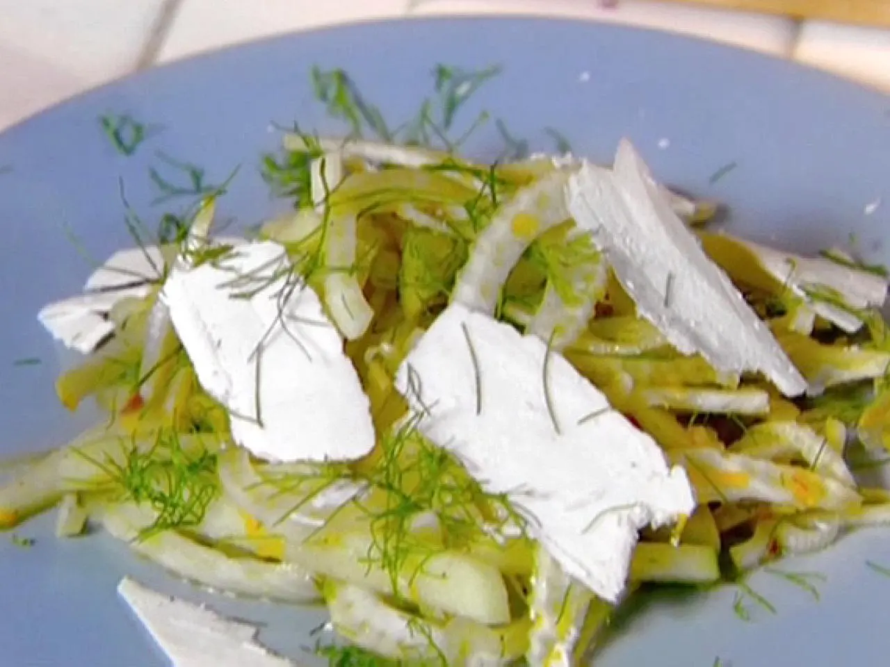 Shaved Fennel and Green Apple Salad with Orange Dressing and Ricotta Salata